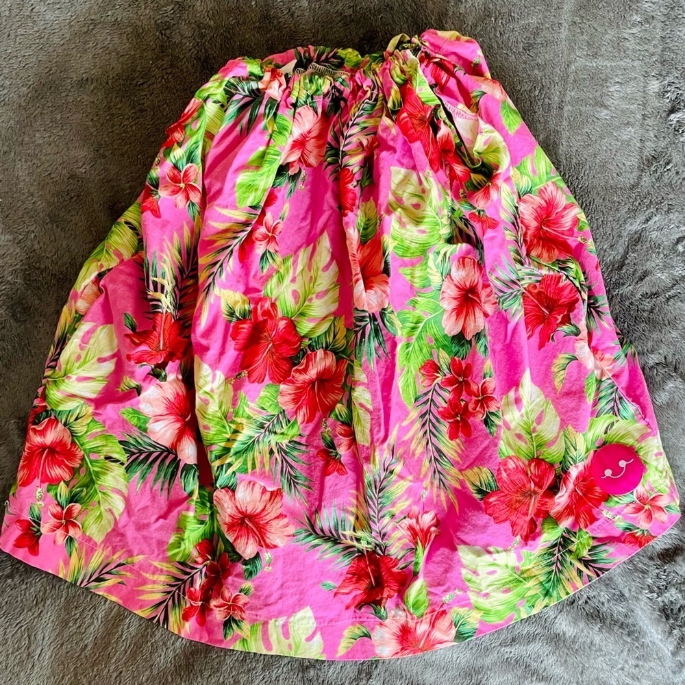 Girls Hawaiian floral dress in hot pink and bright colors size 3T +NWOT headband